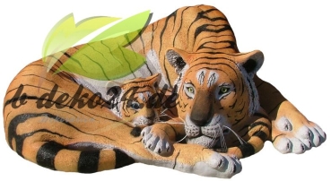 gelber Tiger mit Baby, liegend (AF-0161)
