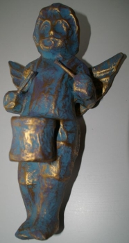Preview: kleiner Engel mit Trommel, blau-gold (WR-0009)