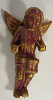 kleiner Engel mit Trommel, rot-gold (WR-0009)